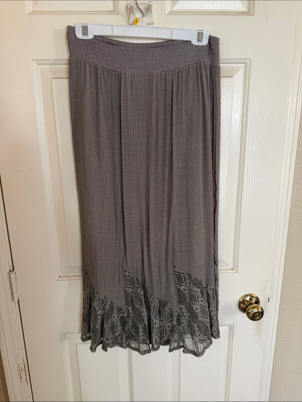 Apt. 9 Taupe Maxi Skirt with Embroidered Hem